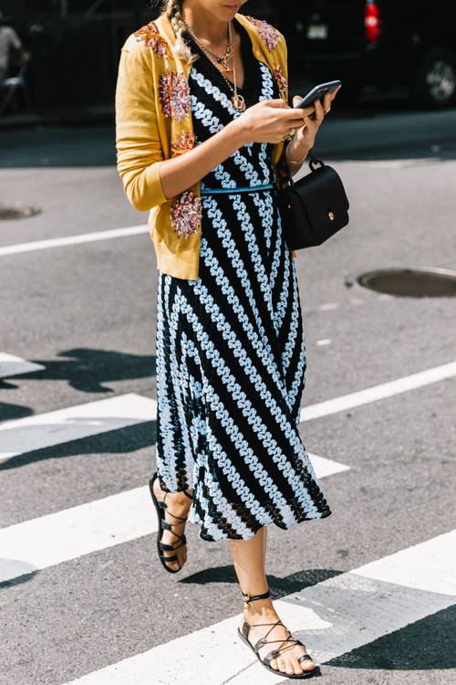 Summer shoes with a dress.