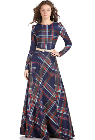 checkered floor-length dress