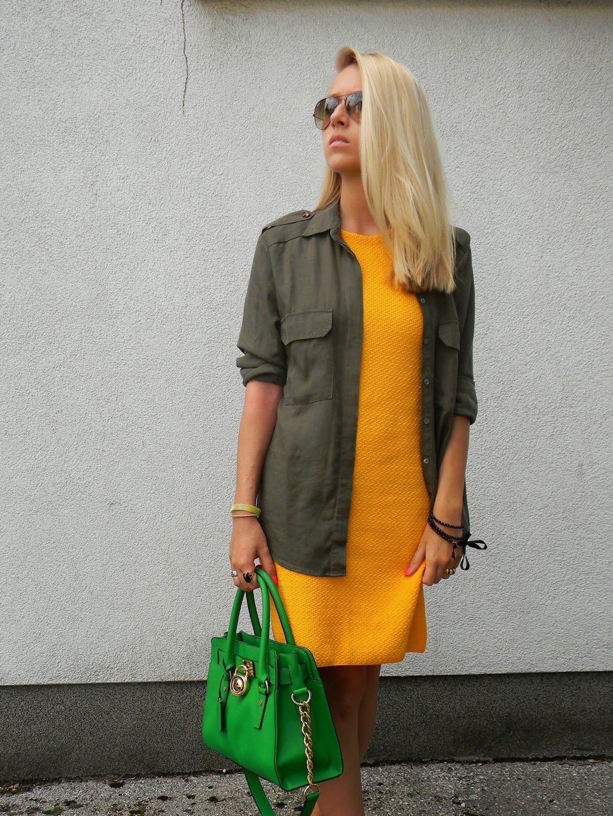 khaki and mustard