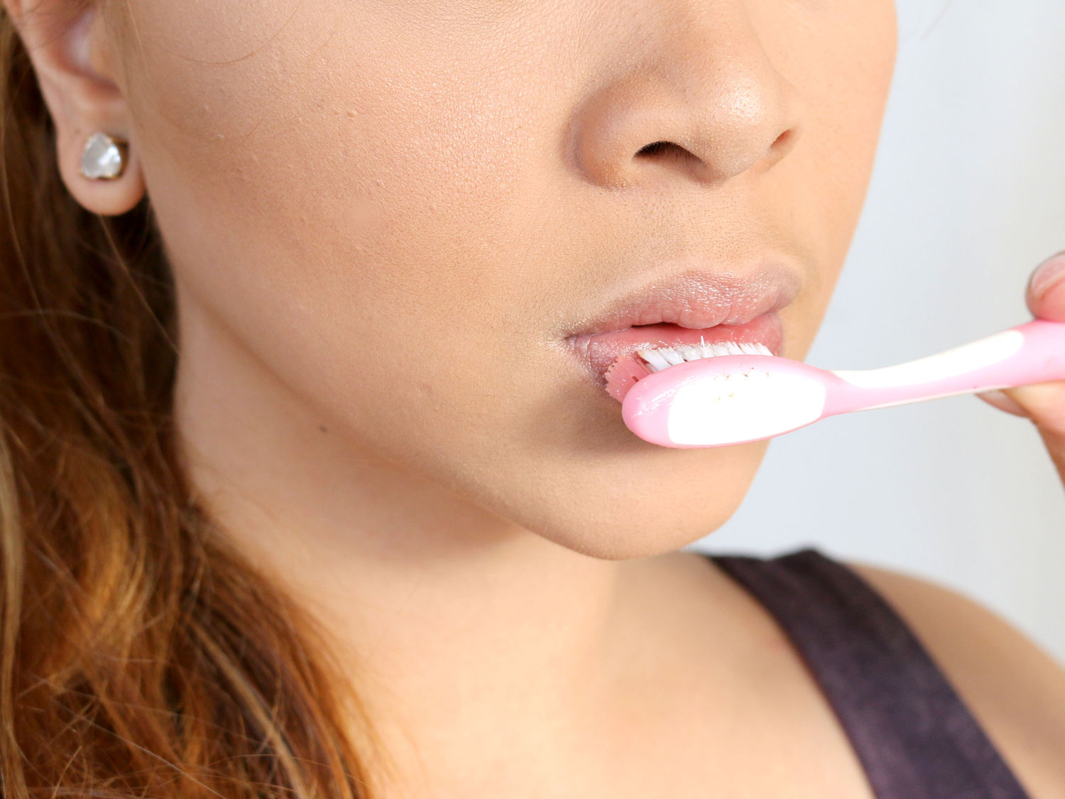 lip massage with a toothbrush