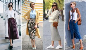 Pilihan untuk penampilan dengan skirt midi.