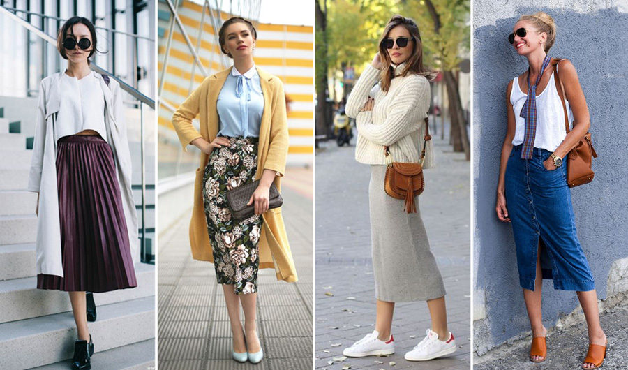 Opties voor looks met een midi-rok.