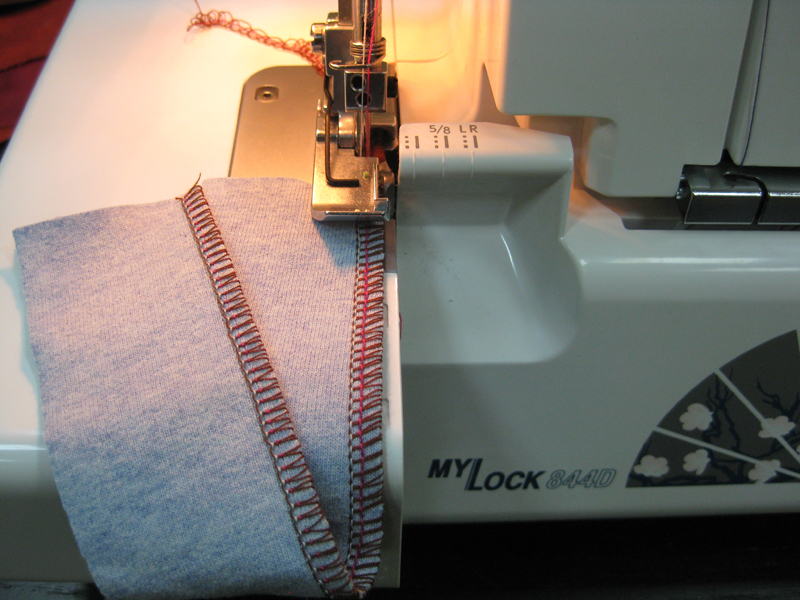 Setting stitches in an overlocker