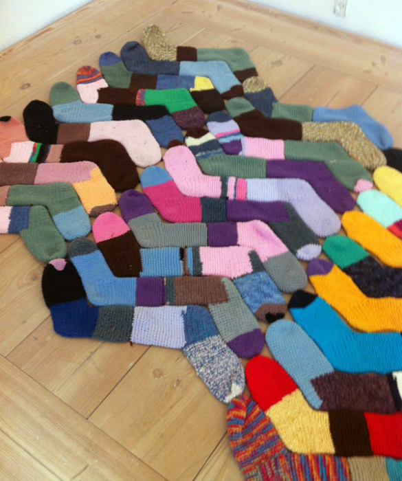 Rug made from old socks