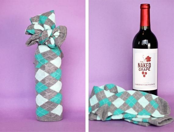 Bottle decoration made from old socks