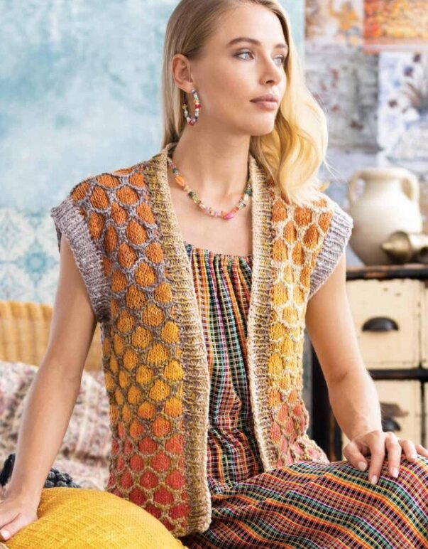 Bright vest with an original pattern