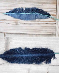 Feathers from old jeans