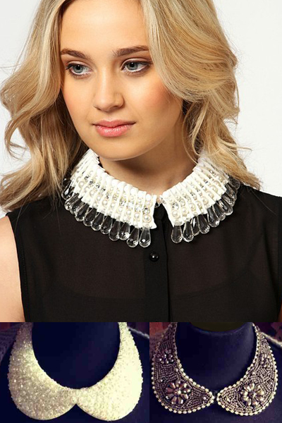 Collar con perlas o abalorios.