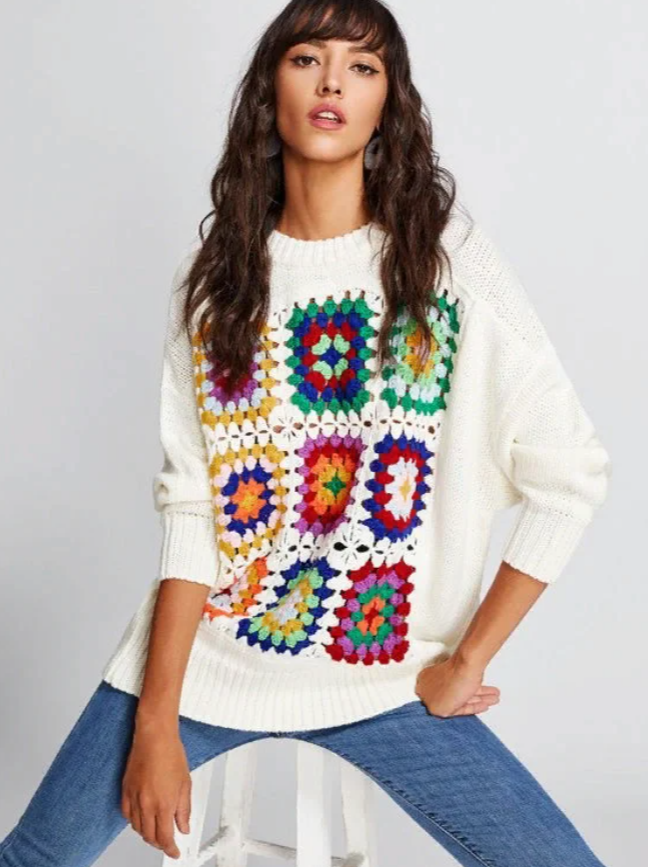 Sweater in granny square technique