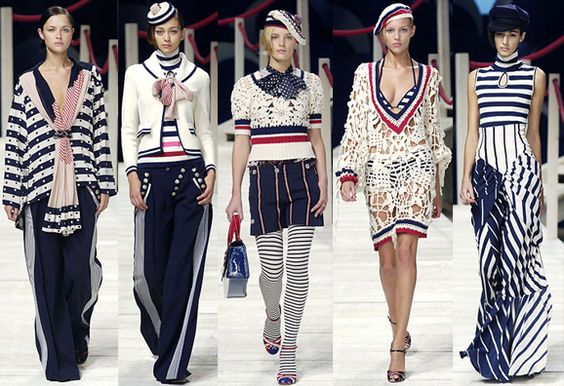 Striped clothes on the catwalk.