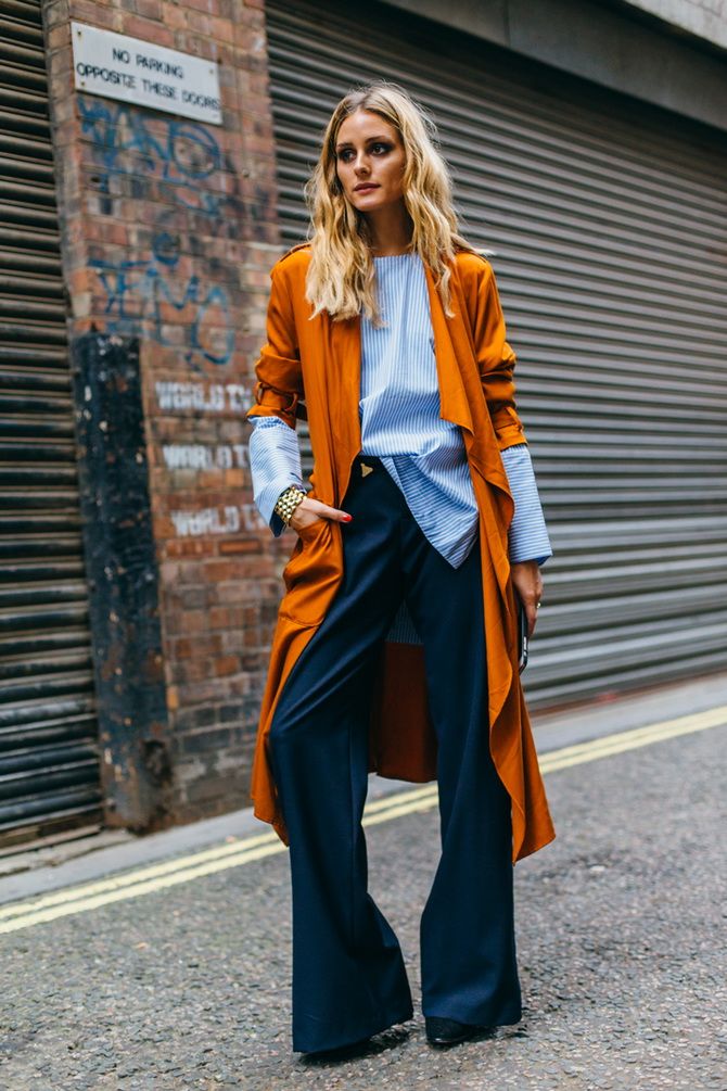 Orange cardigan.