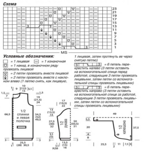 Niniting amerikana na may hood - diagram