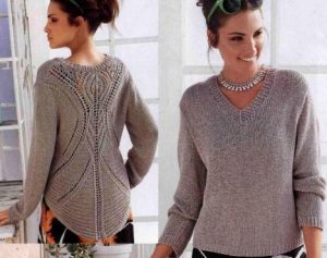 Knitted sweater with long back