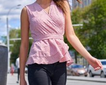 Damebluse med peplum