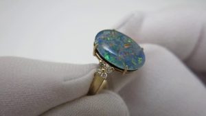 Gold rings with opal